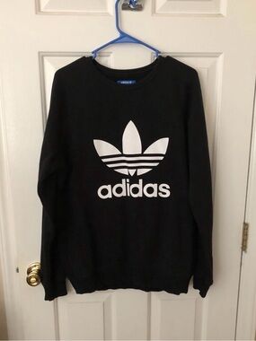 adidas Originals Black Crewneck with White Trefoil Logo